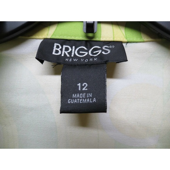 Briggs New York Size 12 Bright Fun Yellow Green Circle Print Jacket Blazer - Picture 3 of 6